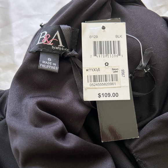 Betsy & Adam Embellished Ruffled Cocktail Black Dress - Picture 7 of 10